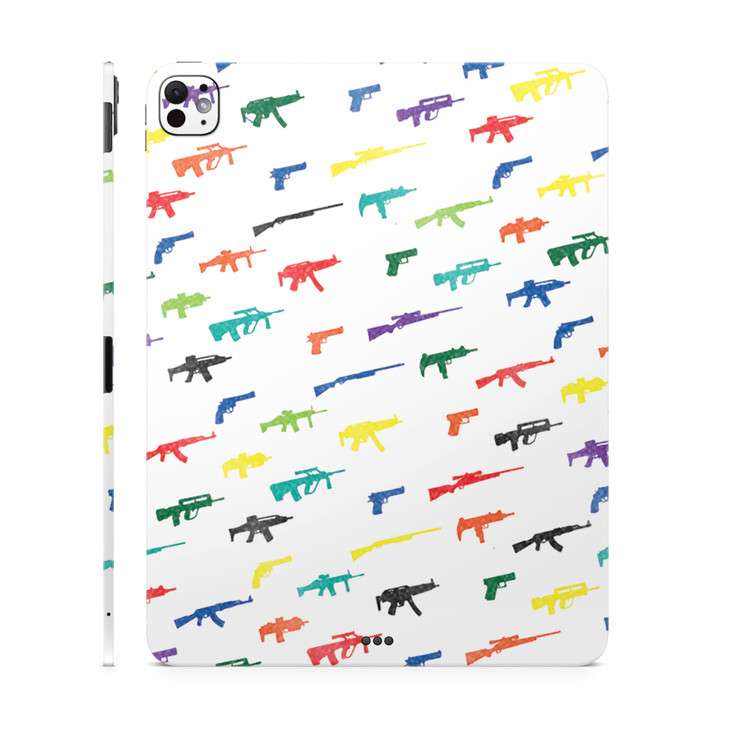 Glossy Glitter Skin Compatible with Apple iPad Pro 11 (M4) 2024 - Fun Guns - Premium 3M Vinyl Protective Wrap Decal Cover - Easy to Apply | Crafted i