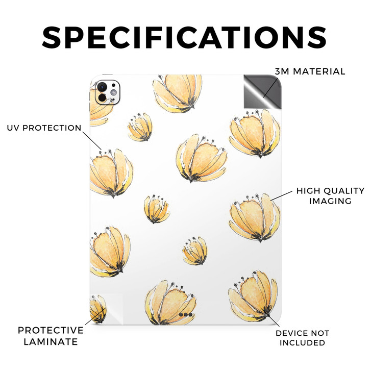 Glossy Glitter Skin Compatible with Apple iPad Pro 11 (M4) 2024 - Yellow Poppy - Premium 3M Vinyl Protective Decal Cover - Easy to Apply | Crafted in