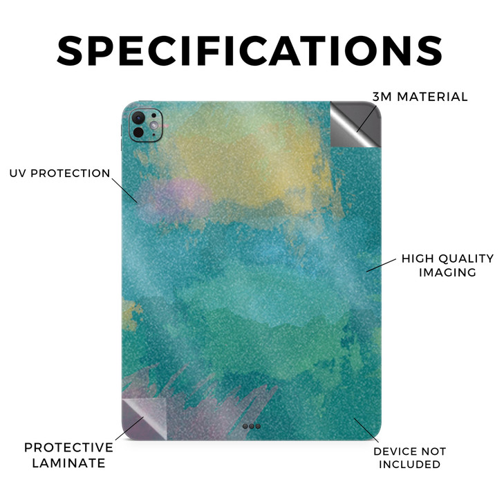 Glossy Glitter Skin Compatible with Apple iPad Pro 11 (M4) 2024 - Watercolor Blue - Premium 3M Vinyl Protective Decal Cover - Easy to Apply | Crafted