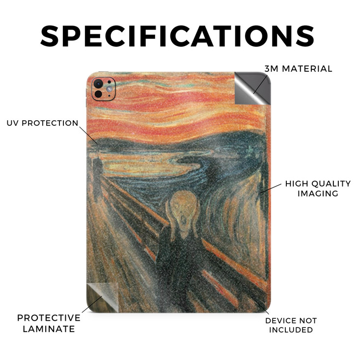 Glossy Glitter Skin Compatible with Apple iPad Pro 11 (M4) 2024 - The Scream - Premium 3M Vinyl Protective Wrap Decal Cover - Easy to Apply | Crafted