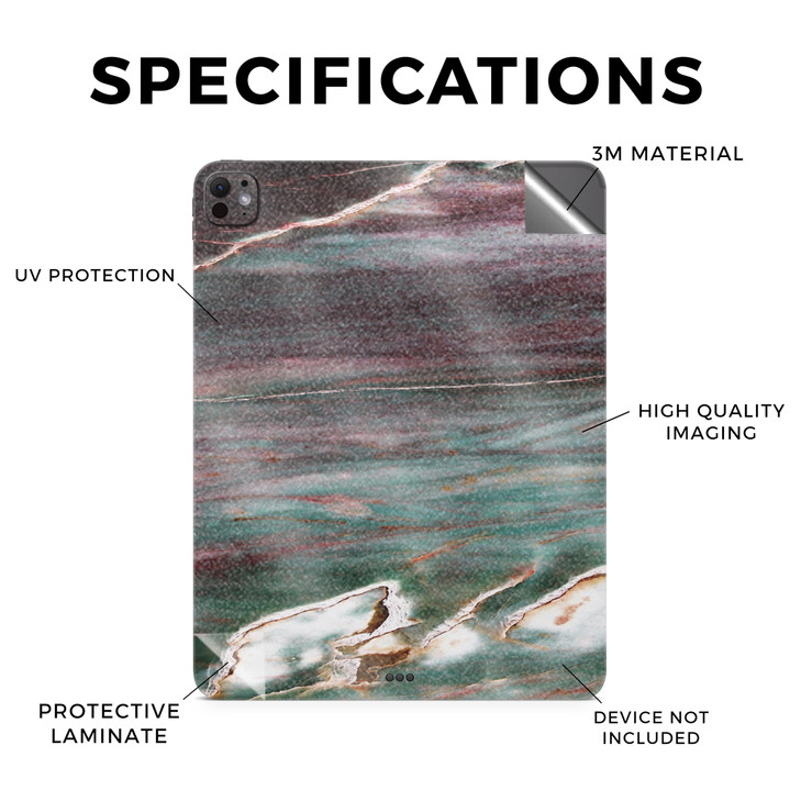 Glossy Glitter Skin Compatible with Apple iPad Pro 11 (M4) 2024 - Grunge Marble - Premium 3M Vinyl Protective Decal Cover - Easy to Apply | Crafted i
