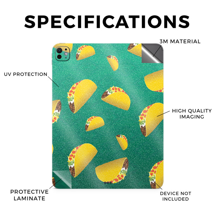 Glossy Glitter Skin Compatible with Apple iPad Pro 11 (M4) 2024 - Tacos - Premium 3M Vinyl Protective Wrap Decal Cover - Easy to Apply | Crafted in T