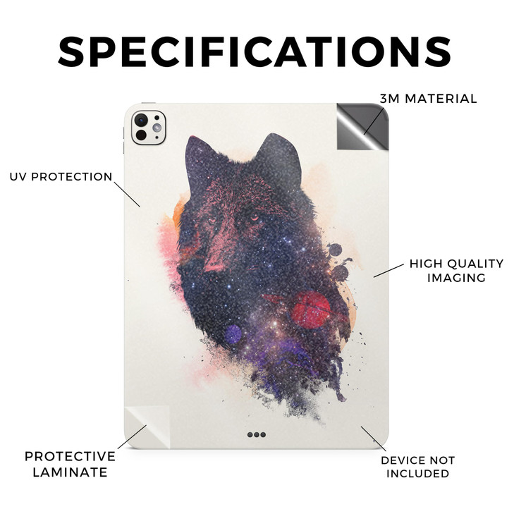 Glossy Glitter Skin Compatible with Apple iPad Pro 11 (M4) 2024 - Universal Wolf - Premium 3M Vinyl Protective Decal Cover - Easy to Apply | Crafted