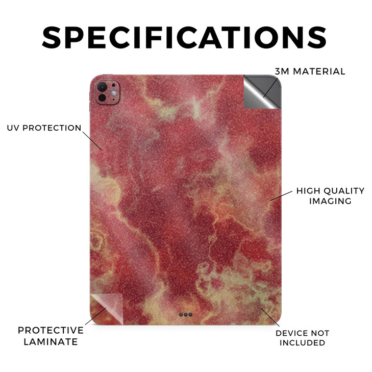 Glossy Glitter Skin Compatible with Apple iPad Pro 11 (M4) 2024 - Crimson Marble - Premium 3M Vinyl Protective Decal Cover - Easy to Apply | Crafted