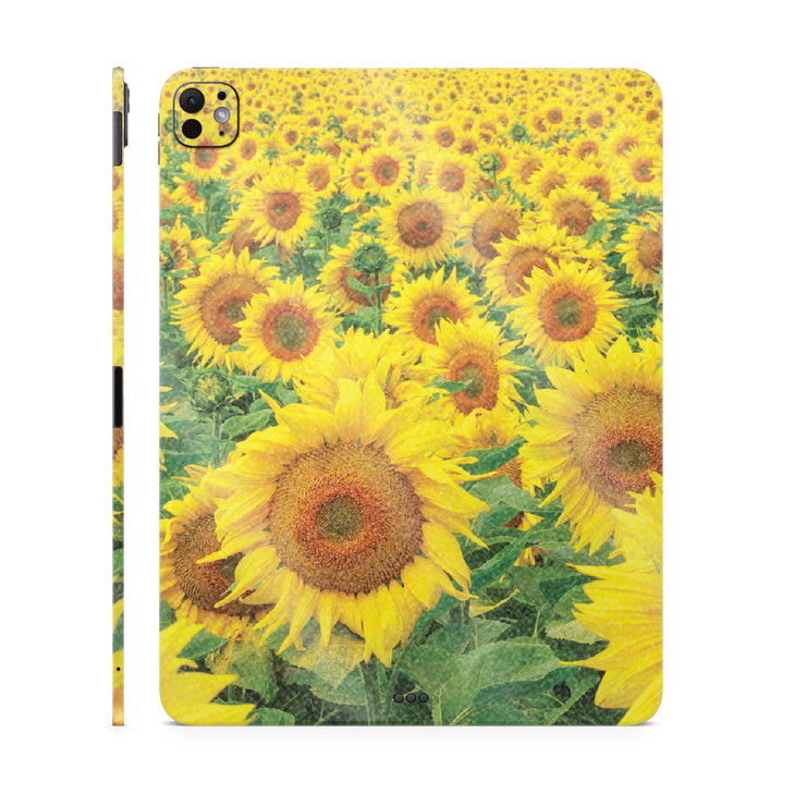Glossy Glitter Skin Compatible with Apple iPad Pro 11 (M4) 2024 - Sunflower Field - Premium 3M Vinyl Protective Decal Cover - Easy to Apply | Crafted