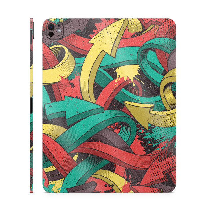 Glossy Glitter Skin Compatible with Apple iPad Pro 11 (M4) 2024 - Triadic Arrows - Premium 3M Vinyl Protective Decal Cover - Easy to Apply | Crafted