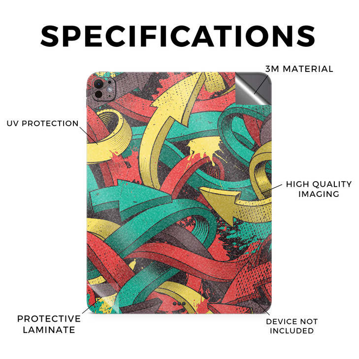 Glossy Glitter Skin Compatible with Apple iPad Pro 11 (M4) 2024 - Triadic Arrows - Premium 3M Vinyl Protective Decal Cover - Easy to Apply | Crafted
