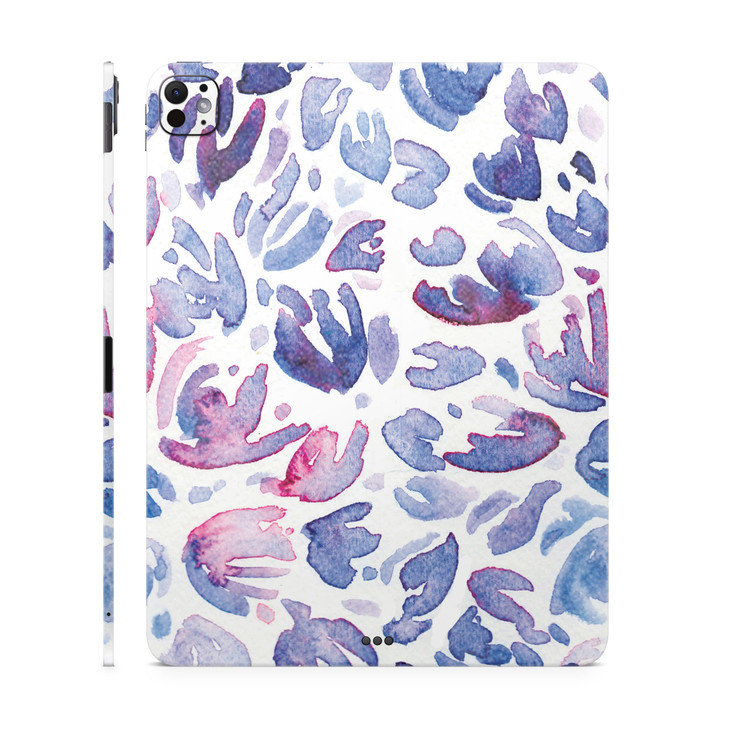 Glossy Glitter Skin Compatible with Apple iPad Pro 11 (M4) 2024 - Blue Petals - Premium 3M Vinyl Protective Wrap Decal Cover - Easy to Apply | Crafte