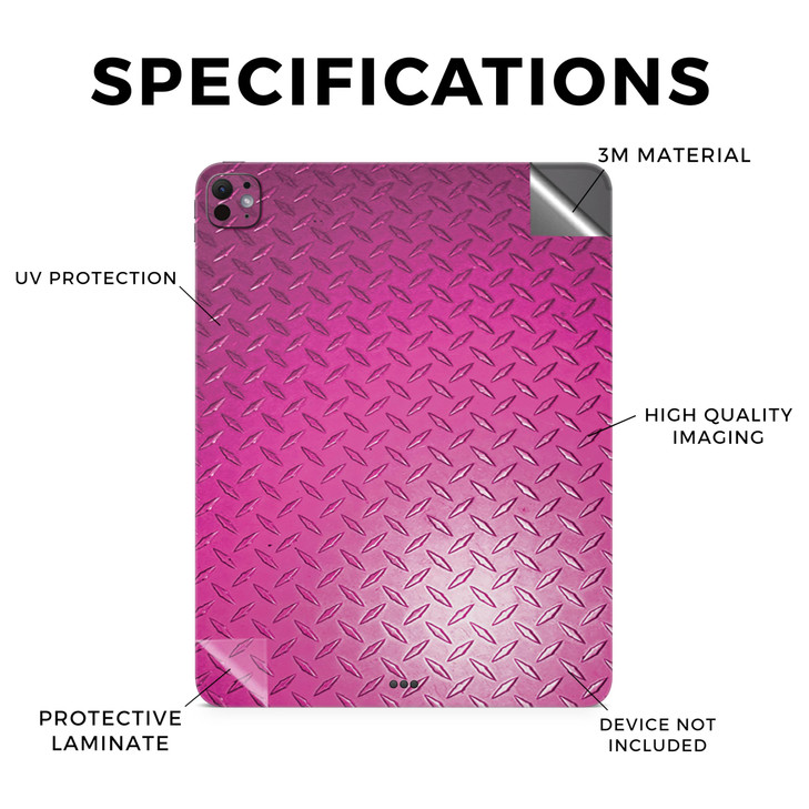 Skin Compatible with Apple iPad Pro 11 (M4) 2024 - Pink Diamond Plate - Premium 3M Vinyl Protective Wrap Decal Cover - Easy to Apply | Crafted in The