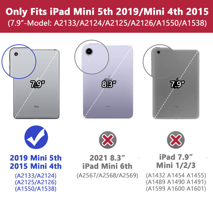 Grifobes for iPad mini 5/4 Case 2019/2015, Heavy Duty Shockproof Cover with Stand for iPad mini 5th / 4th Generation 7.9 inch for Kids Boys