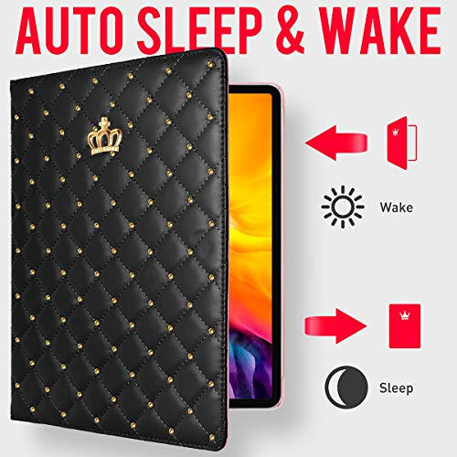 Changjia for iPad Air 11 Inch Case M3 (2025)/ M2 (2024), iPad Air 5th/4th Generation (2022/2020) 10.9 Inch,Girly Cute Crown Diamond Elegant PU Leathe
