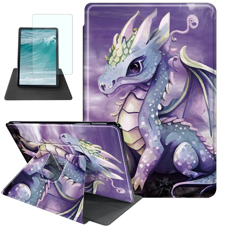 Rossy Case for 6.8" Kindle Paperwhite (11th Generation 2021) and Kindle Paperwhite Signature Edition + Screen Protector 360 Degree Rotating Swivel Co