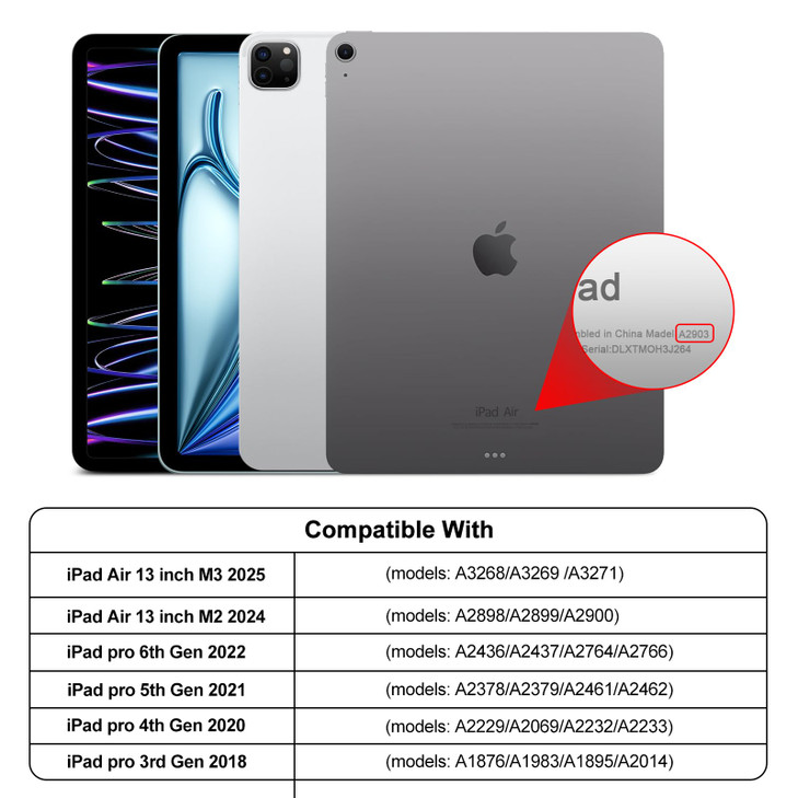 GOKOCO for iPad Air 13" M3 2025/Air 13 inch M2 2024 Case with Keyboard-Keyboard Case for iPad Pro 12.9" 6th/5th/4th/3rd Gen with Pencil Holder,Detach