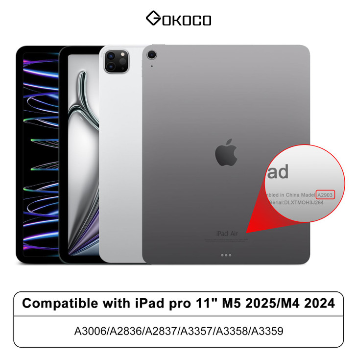 GOKOCO for iPad Pro 11 inch M5 2025/M4 2024 Case with Keyboard-Keyboard Case for iPad Pro 11" 2024 with Pencil Holder,Wireless Detachable Keyboard,Au