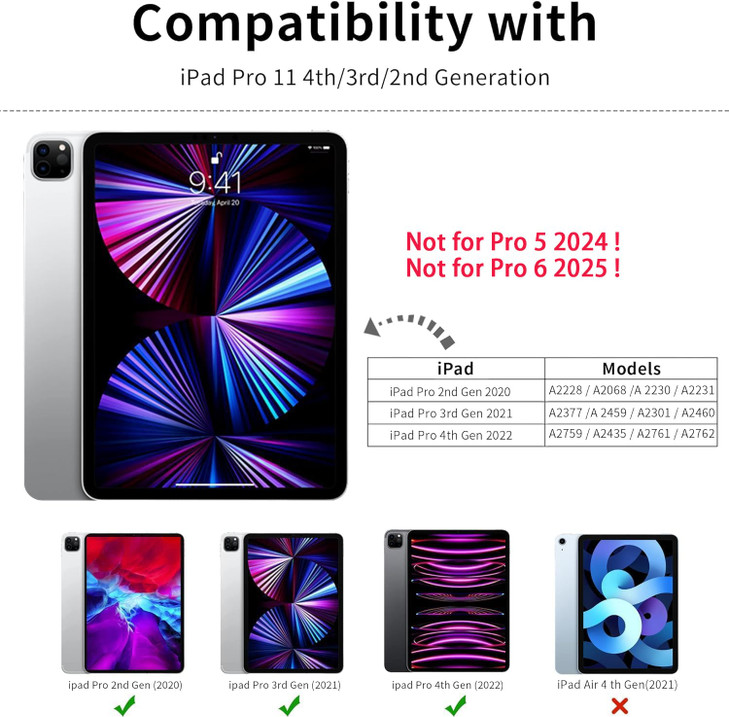 Kenke New iPad Pro 11 Inch Case 4th/3rd/2nd/1st Generation 2022/2021/2020/2018 with Built-in Left Side Pencil Holder, Hard Frosted Back Cover & Color