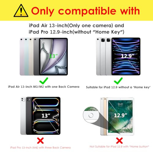 DTTO for iPad Air 13 Inch Case M3/M2 2025/2024, iPad Pro 12.9 Inch Case (6th/ 5th/ 4th/ 3rd Gen), Smart Slim Trifold Stand Soft Cover with Pencil Hol