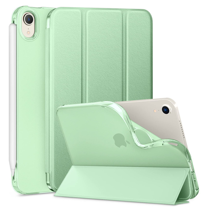 DTTO for iPad mini 7 A17 Pro 2024 Case/iPad mini 6th Generation Case, Slim Trifold Stand Soft TPU Translucent Frosted Back Cover Fit iPad mini 8.3 In