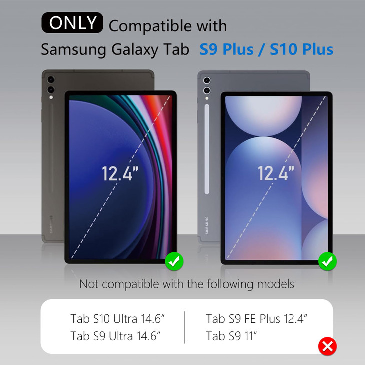 Nillkin for Samsung Galaxy Tab S10 Plus/S9 Plus 12.4" Case with Keyboard, Detachable Backlit Keyboard Case with Multi-Touch Trackpad, Slide Camera Co