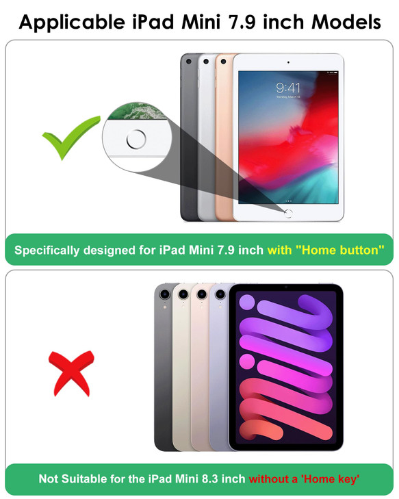 VIKESI for iPad mini 4 5 3 2 1 Case,Clear 7.9 inch iPad mini 1st 2nd 3rd 4th 5th Generation Smart Cover [Support Auto Sleep/Wake] - Black