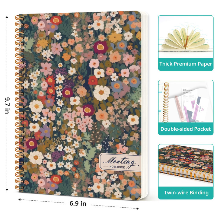 Meeting Notebook for Work Organization - Work notebook with action items, Meeting Minutes Planner Notebook, Perfect Office Supplies for Men & Women -