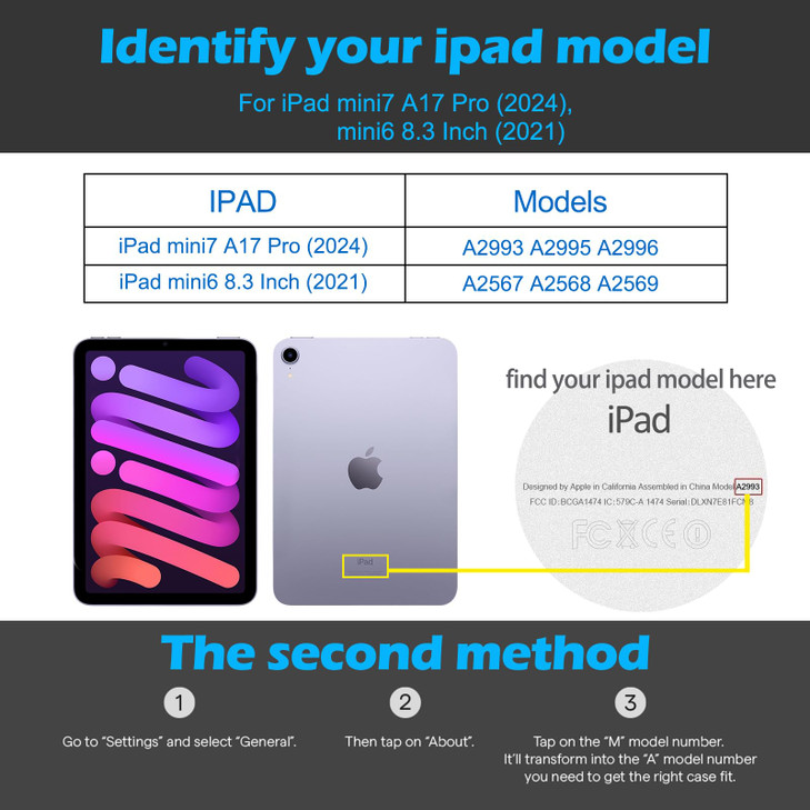 Gexmil Case for iPad mini 7 (A17 Pro) 2024, iPad mini 6 Generation, Genuine Leather 8.3 Inch Case 2021 Cover,Anti Fingerprint/Slip,Cowhide Folio Cove