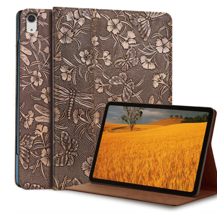 Gexmil Genuine Leather Case for iPad Pro 11 Inch (M5/M4) 2025/2024 with Adjustable Stand,Protective Shockproof Premium Leather Smart Folio Cover Auto