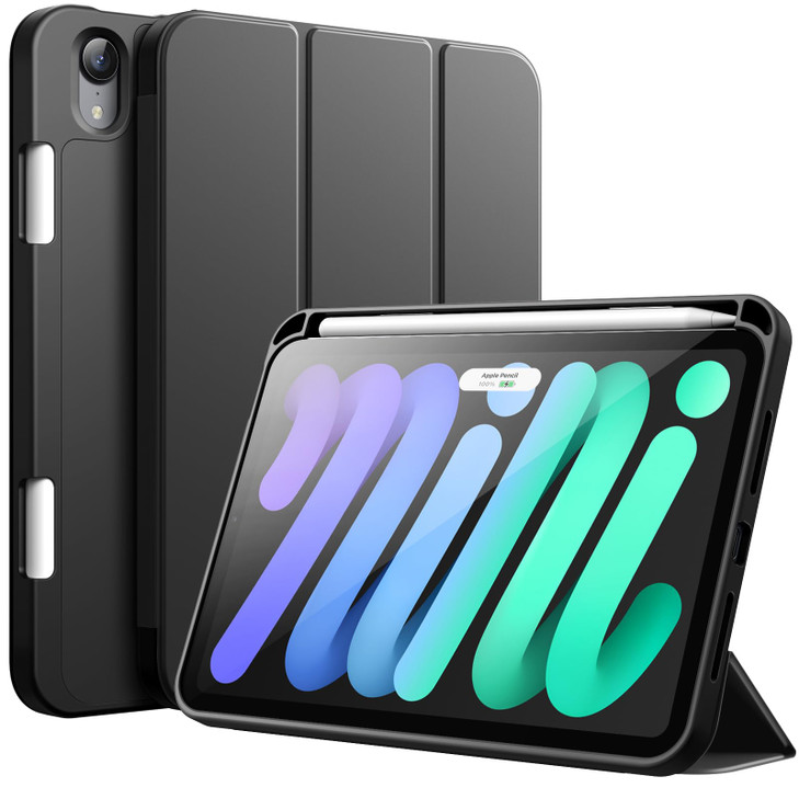 JETech Case for iPad mini (A17 Pro, 2024 Model, 7th Generation) / mini 6 (2021 Model, 6th Generation), Slim Tablet Cover with Soft TPU Back, Auto Wak