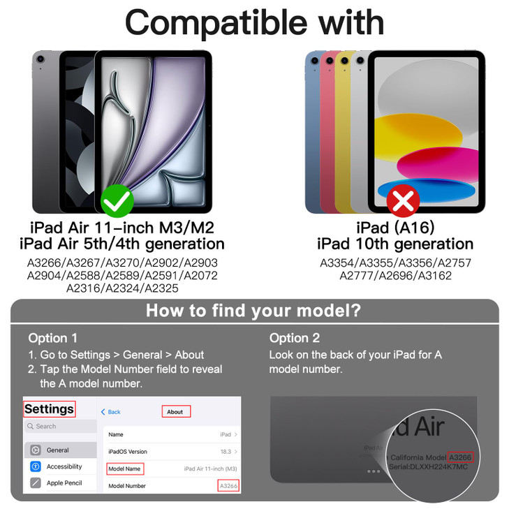 JETech Case for iPad Air 11-Inch M3/M2 (2025/2024), iPad Air 5/4 (2022/2020 5th/4th) with Pencil Holder, Clear Transparent Back Slim Stand Shockproof