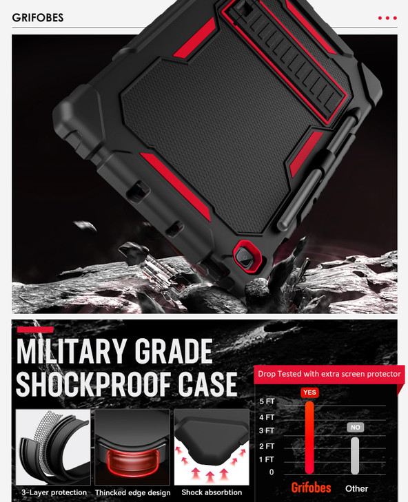 Grifobes Case for Samsung Galaxy Tab S6 Lite 10.4 inch 2024/2022/2020 with S Pen Holder, Heavy Duty Military Grade Shockproof Rugged Protective 10.4"