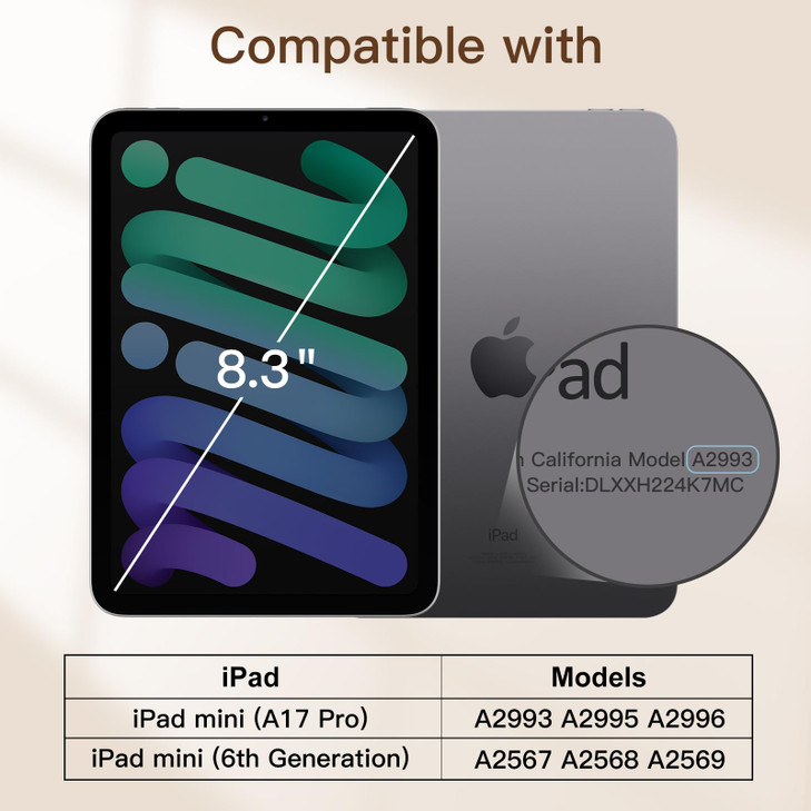 JETech Magnetic Case for iPad mini (A17 Pro, 2024 Model, 7th Generation) / mini 6 (2021 Model, 6th Generation), Magnetic Attachment, Slim Smart Table