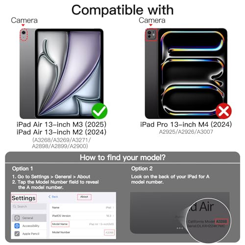 JETech Case for iPad Air 13-Inch M3/M2 (2025/2024) with Pencil Holder, Clear Transparent Back Shell Slim Stand Shockproof Tablet Cover, Auto Wake/Sle