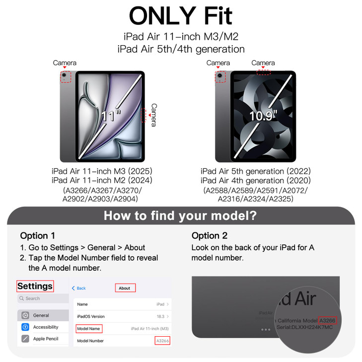 JETech Case for iPad Air 11-Inch M3/M2 (2025/2024), iPad Air 5/4 (10.9-Inch, 2022/2020 Model, 5th/4th), PU Leather Business Folio Protective Tablet C