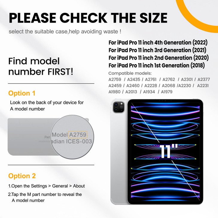 Timecity Case for iPad Pro 11 inch 1st, 2nd, 3rd, 4th Generation 2018/2020/2021/2022 (NOT for 2024), Heavy Duty Rugged Protective Case with Screen Pr
