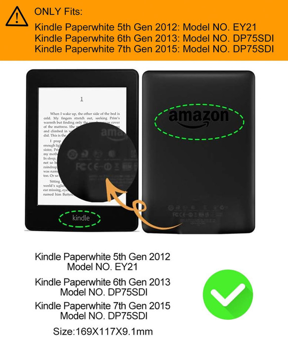 WALNEW Case for 6 Kindle Paperwhite 2012-2017(Model No.EY21 or DP75SDI) - PU Leather Case Smart Protective Cover Only Fits Old Generation Kindle Pap