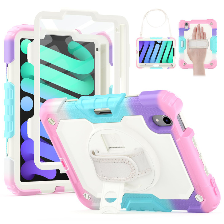 HXCASEAC Kids Case for iPad mini 7 (A17 Pro), iPad mini 6 Case Cute 8.3 inch, Full Body Protective with Carrying Strap, Hand Strap Stand, Protector,