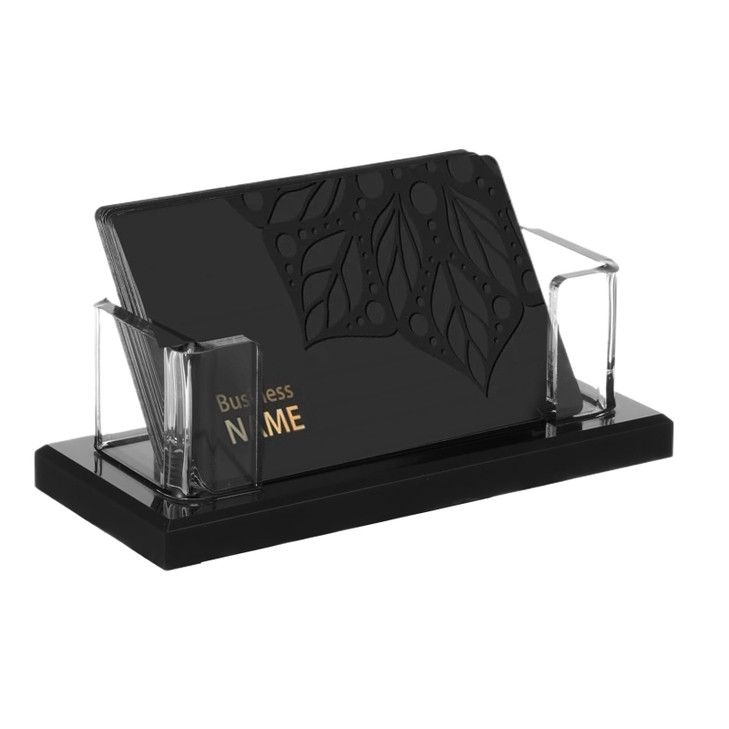 Kifmurase Acrylic Desk Business Card Holder, Clear Black Business Cards Display, Business Cards Stand for Men & Women Office Room Desktop Home Exhibi