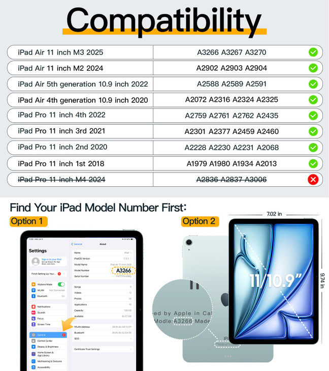 BRAECN for iPad Air 11 Inch Case M3/M2 2025/2024, iPad Air 5th/4th Gen 10.9, iPad Pro 11 Inch 4th/3rd/2nd/1st, Protective Cover with Screen Protecto