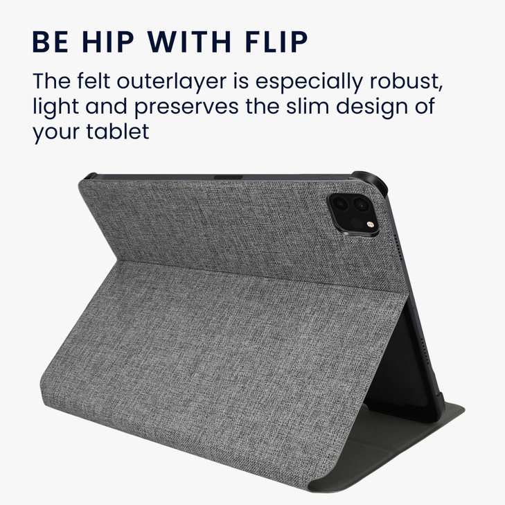 kwmobile Case Compatible with Apple iPad Air 11" (6. Gen 2024) / Air 4/5 / iPad Pro 11" (2020/2021/2022) - Slim Book Style Tablet Cover with Stand Fe