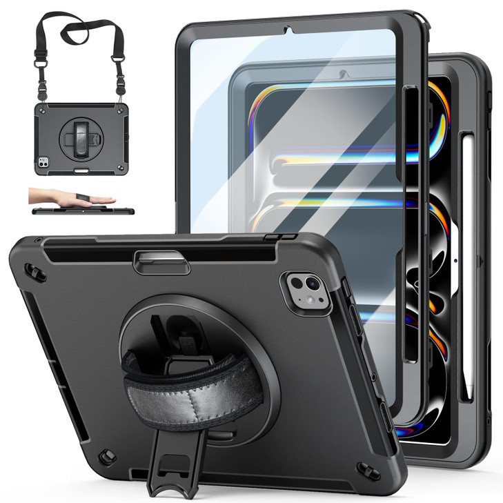 Case for iPad Pro 11 M5 2025/ M4 2024: Protective Cover for iPad Pro 11 Inch 5th Generation with Screen Protector- Stand- Handle- Shoulder Strap- Pen