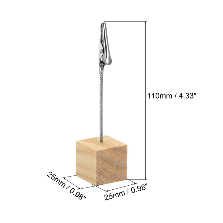 PATIKIL Place Card Holder, 10 Pack Memo Clip Holder Stand with Alligator Clasp Table Number Holders Wooden Base for Pictures Note Card Paper, Wood Co