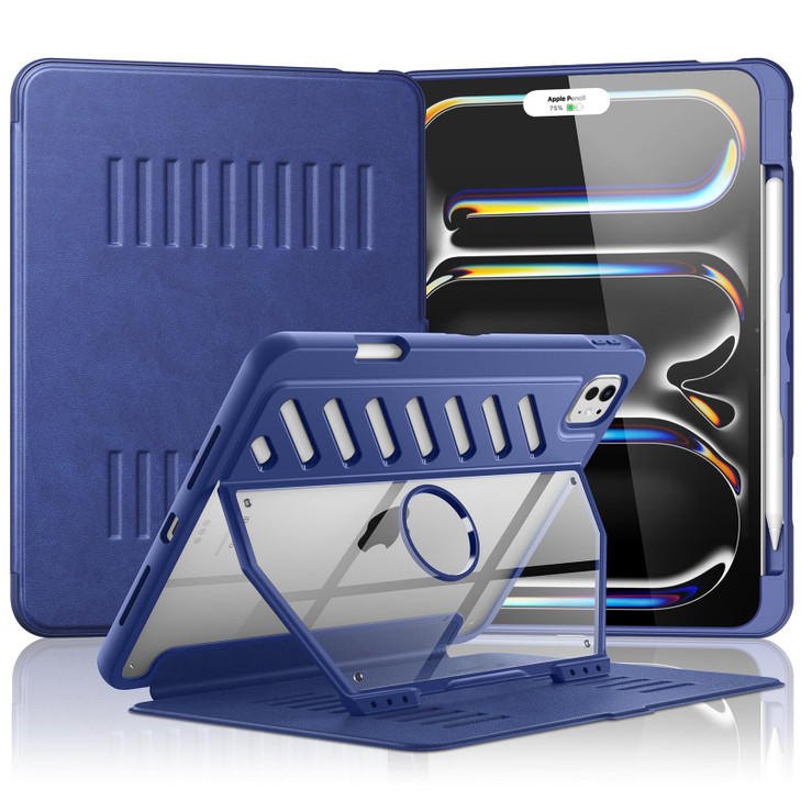 MoKo for iPad Pro 11 Inch Case (M5/M4) 2025/2024 with Pencil Holder, [Built-in Screen Protector], iPad Pro 11 M5/M4 Case with Clear Back & Magnetic M