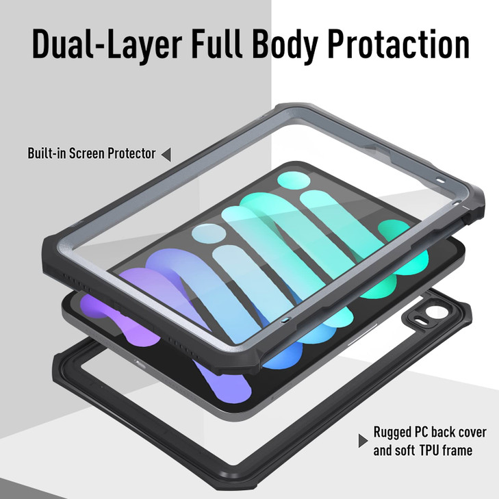 AICase iPad mini 7 A17 Pro Case Water Proof 2024 iPad mini 6 2021 (6th Generation) 8.3 Inch Waterproof, Dustproof, Shockproof Case Cover with 360 Ful