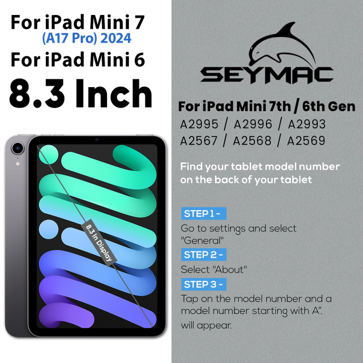 SEYMAC Case for iPad mini 7 (A17 Pro) 2024/ Mini 6 8.3 Inch, Shockproof Protective Case with Screen Protector, Stand, Hand/Shoulder Strap and Pencil