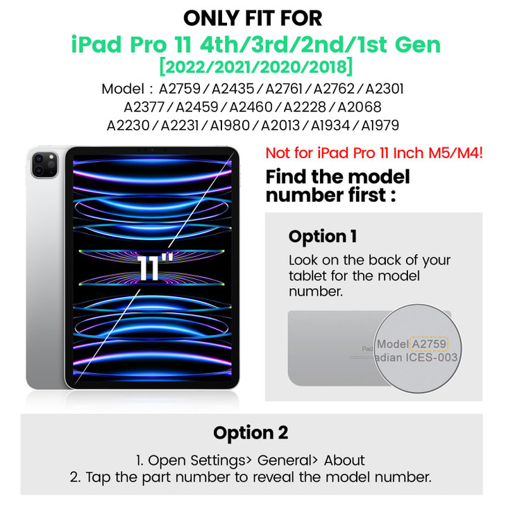SEYMAC Case for iPad Pro 11 Case 4th/ 3rd/ 2nd/ 1st Gen (2022/2021/2020/2018), Full-Body Shockproof Protective Case with Screen Protector, 360° Rotat