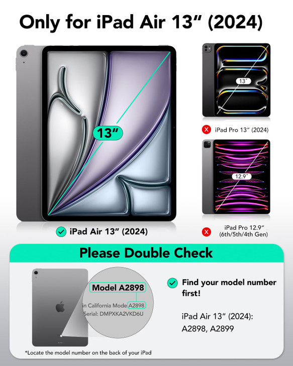 ESR for iPad Air 13 Inch Case (2025/2024) M3/M2 with Pencil Holder, Removable Magnetic Cover, Vertical Stand, Fully Supports Pencil Pro and Pencil(US