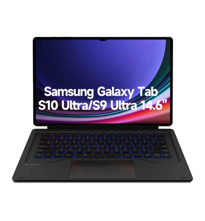 Dexnor Keyboard Case for Samsung Galaxy Tab S10 Ultra/ S9 Ultra 14.6 Inch Magnetic Detachable Book Cover Style Keyboard Multi-Touch Trackpad Backlit