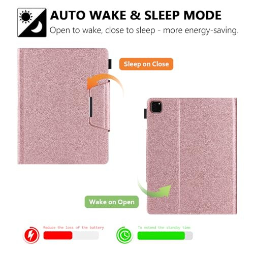 Glitter Case for iPad Pro 13-inch (M4/M5) 2024 2025, Techcircle Smooth Bling PU Leather Folio Stand Soft TPU Back Smart Cover with Pencil Holder+Card