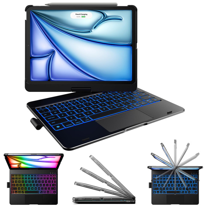 typecase Touch Keyboard Case for iPad Air 11-inch(M3/M2, 2025/2024) & iPad Pro 11(4th/3rd/2nd/1st Gen), Multi-Touch Trackpad, 11-Color Backlight, 360