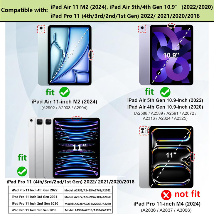 UUcovers Case for iPad Air 11 inch M2 (2024) & iPad Pro 11 inch 4th/3rd/2nd/1st Gen (2022/2021/2020/2018) & iPad Air 5th/4th Gen 10.9" (2022 & 2020)