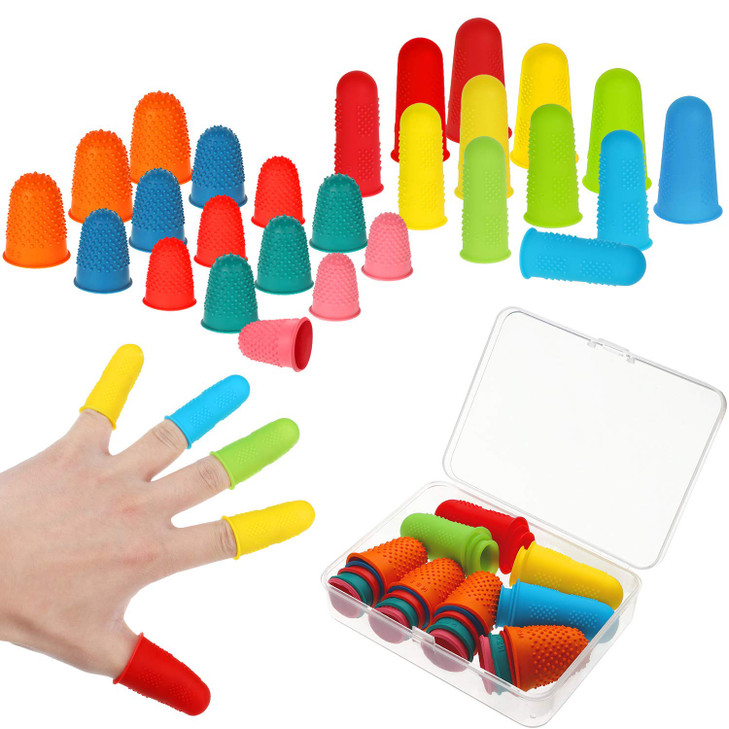 32 Pieces Rubber Finger Pads Tips Silicone Hot Finger Protectors Thimble Office Cover with Assorted Sizes for Counting Collating Sorting Task Hot Glu
